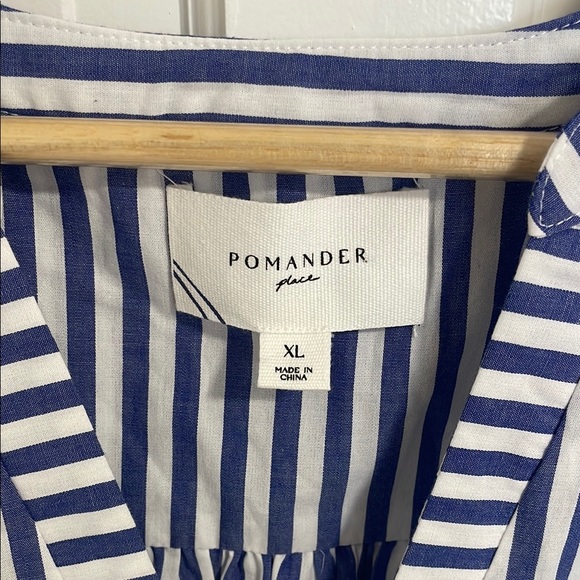 Pomander Place Kenzo Blue and White Striped Poplin Dress Size XL - Picture 7 of 12